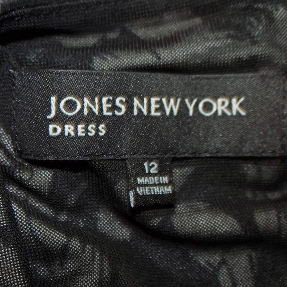 JONES NEW YORK Black & White Floral Print Sleeveless Dress V Neck Size 12 - Picture 5 of 5